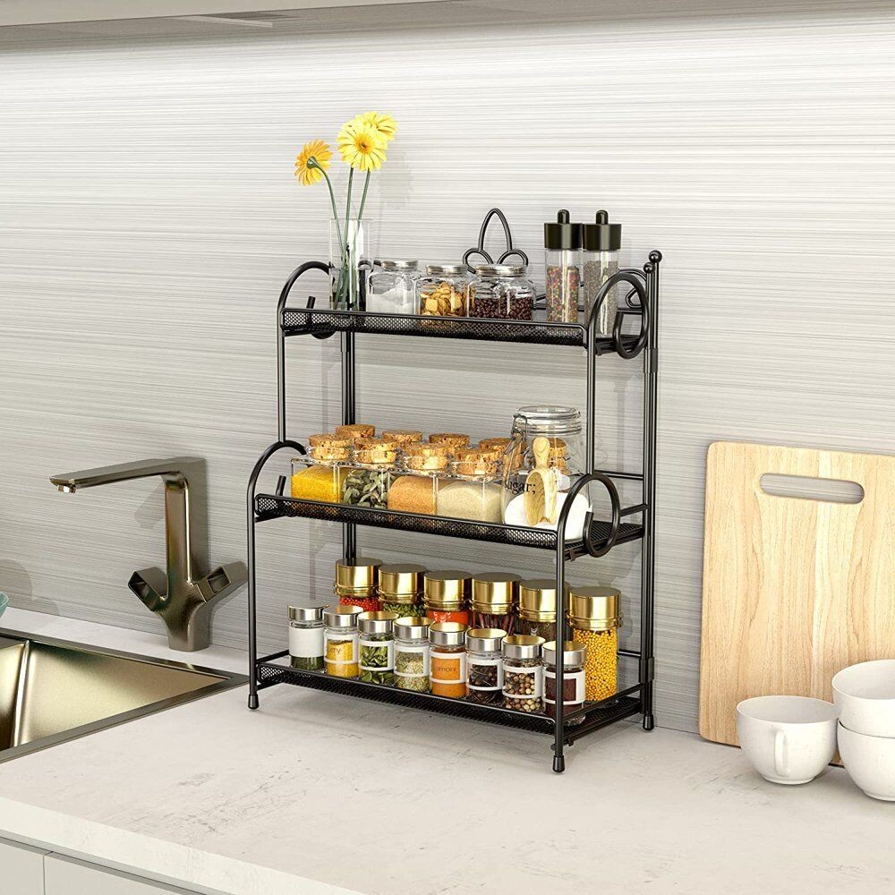 Bathroom Organizer Countertop 3 Tier Foldable Counter Organization and Storage