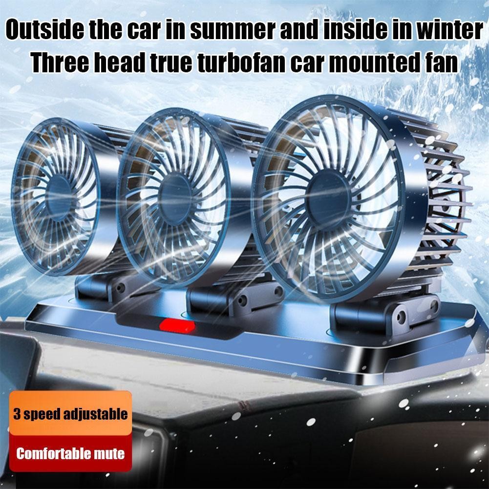 USB Car Fans Dual Head 360° Rotation, Powerful Cooling Fan