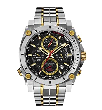 Bulova Men's Icon High Precision Quartz Chronograph Watch, Curved Mineral Crystal, 300m Water Resistant, Continous Sweeping Secondhand, Luminous Markers